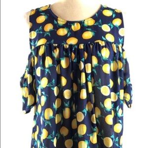 Beautiful lemon cold shoulder top